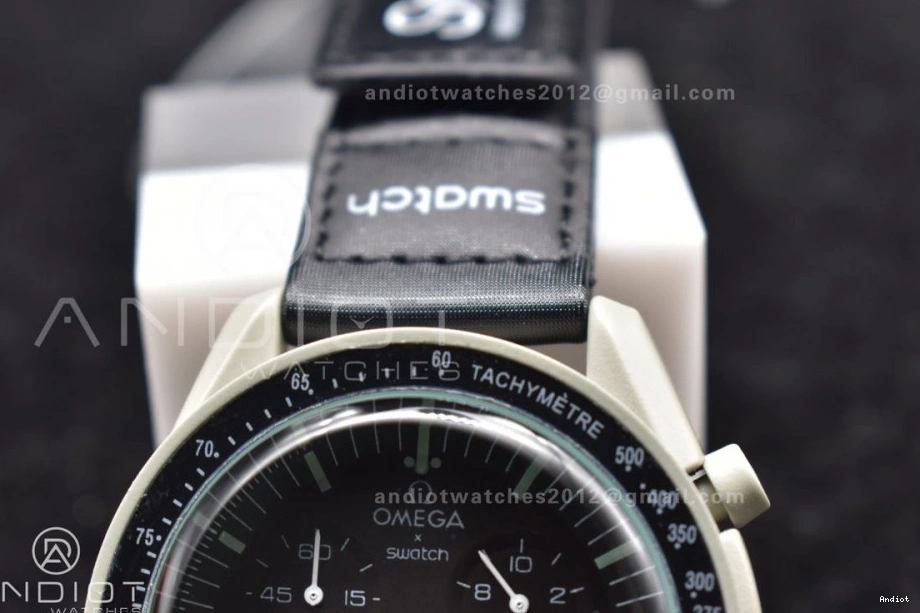 Mission Nylon Moonwatch Bioceramic Swatch The Quartz Strap to Moon x Omega on 0106